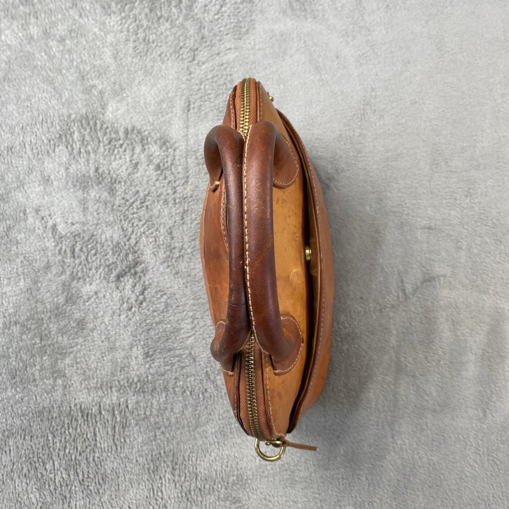 Vintage G.H. Bass Co Satchel Bag M Tan Leather Dome Style Patina Brass Hardware - Picture 10 of 12